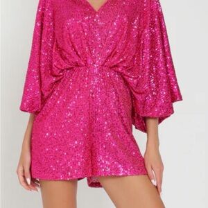 AAKAA Fuchsia Sequin Romper